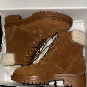 Ralph Lauren Women's Suede Lace-Up Ankle Boots in Chestnut Brown